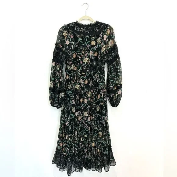 Free People Cassis Printed Chiffon Midi Dress - Picture 11 of 14